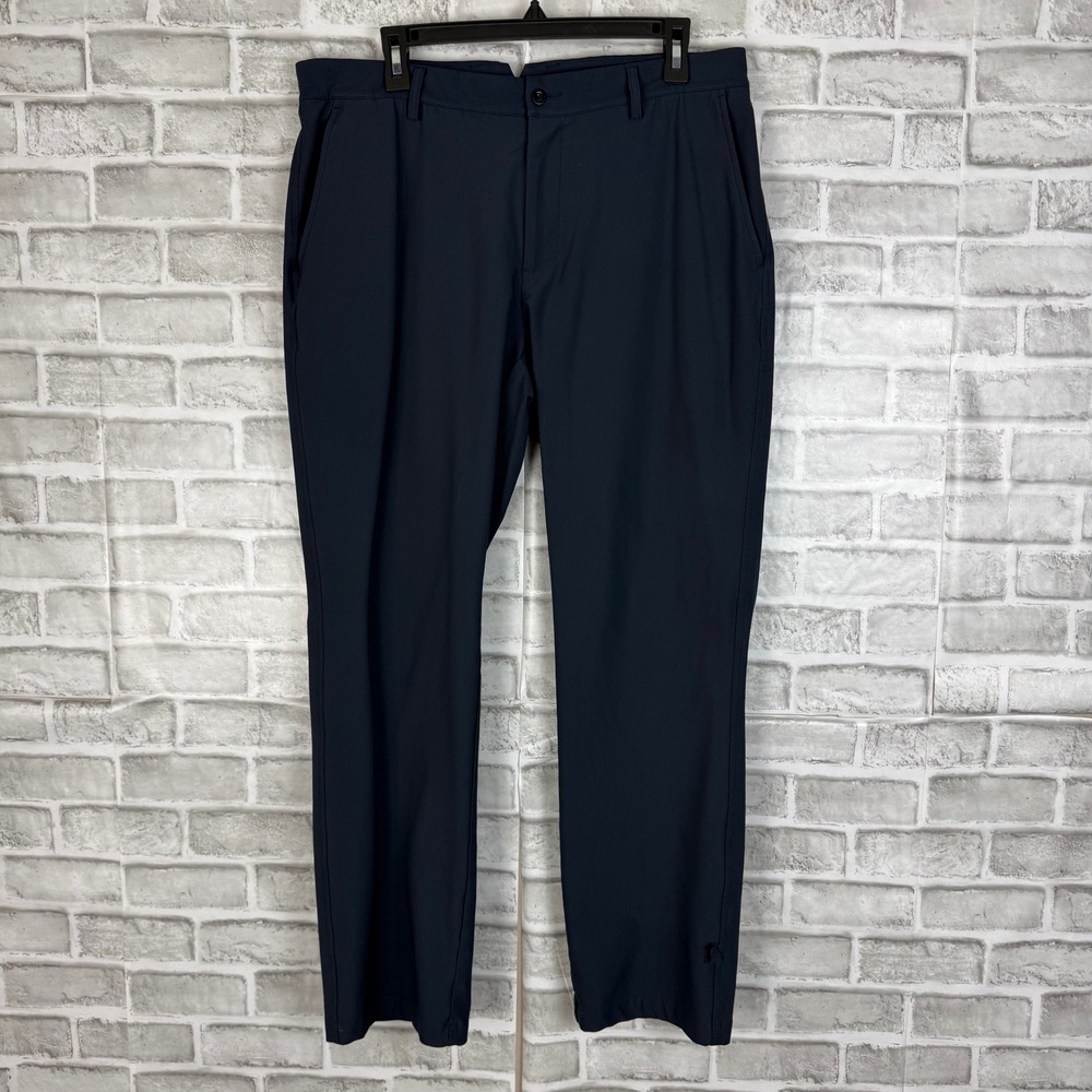 Dunning Mens Golf Pants Navy Blue Stretch Performance Trousers 35 x 32 FLAWED